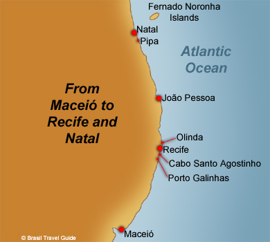 Brazil beaches and cities maps